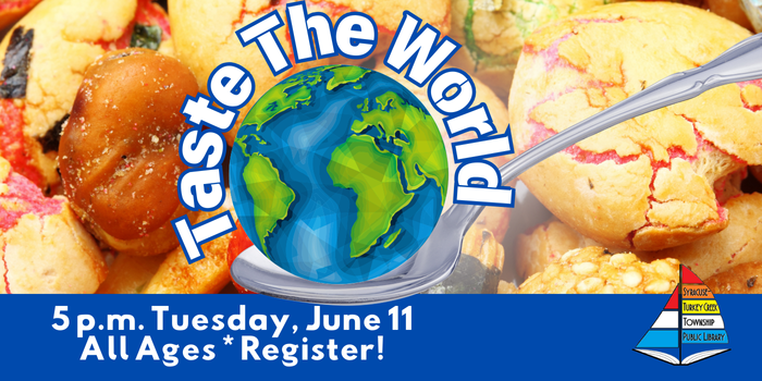 Taste the World Text graphic with embedded link to registration